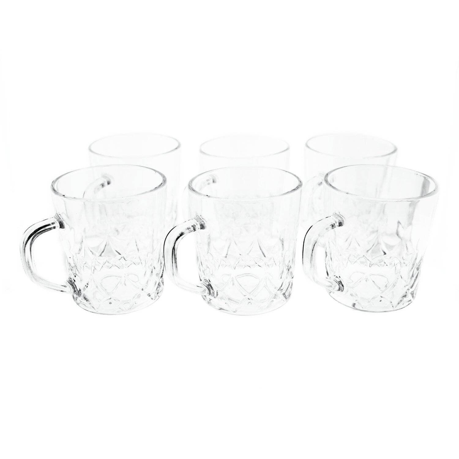 Almina Neva 6er Gläser-Set für Tee, Kaffee 230 ml Transparent mit Muster