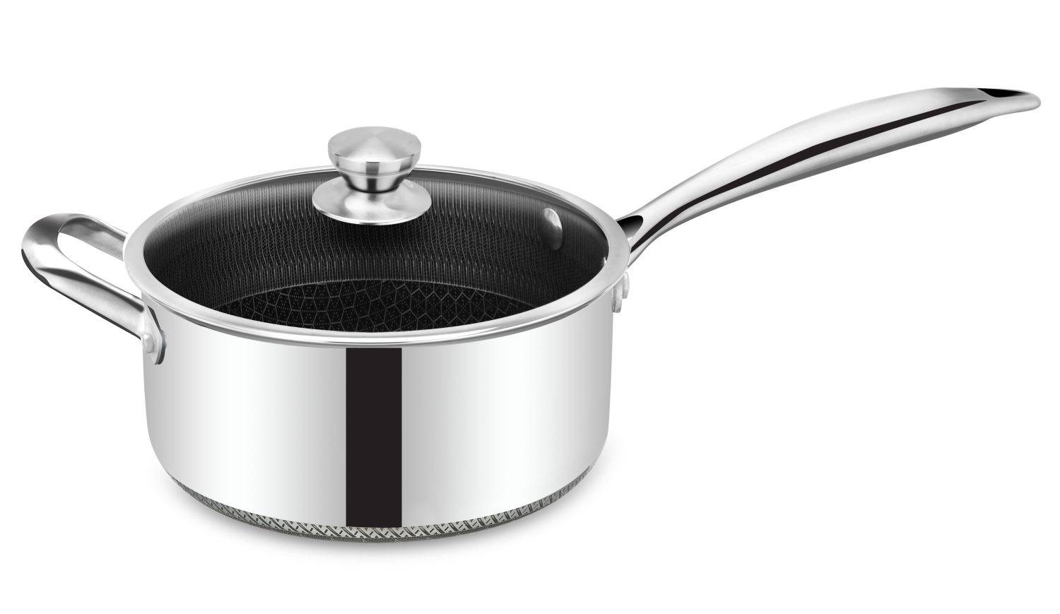 Cheffinger Saucentopf 20cm 18/10 Edelstahl Wabenstruktur mit Deckel