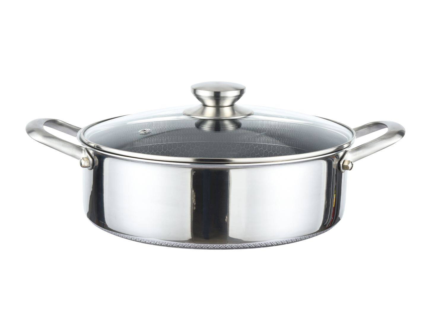 Cheffinger Kochtopf aus Edelstahl 18/10 Wabenstruktur Induktion Ø24cm Topf Pfanne