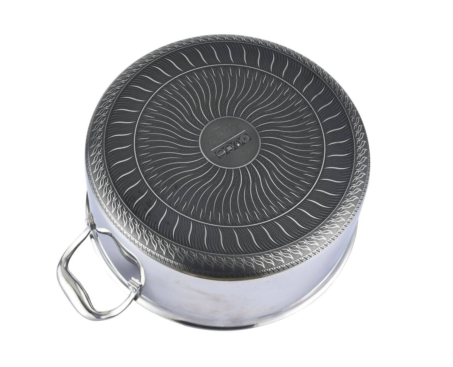 Cheffinger Kochtopf aus Edelstahl 18/10 Wabenstruktur Induktion Ø24cm Topf Pfanne