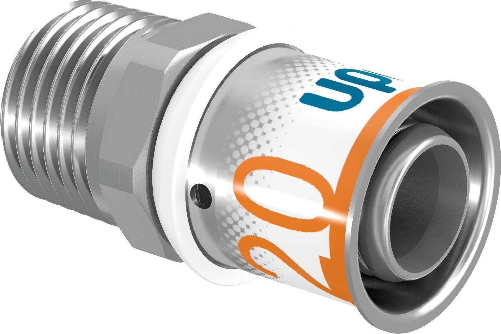 Raccord mâle de transition Uponor S-Press PLUS en laiton étamé 20 mm x 1/2" mâle