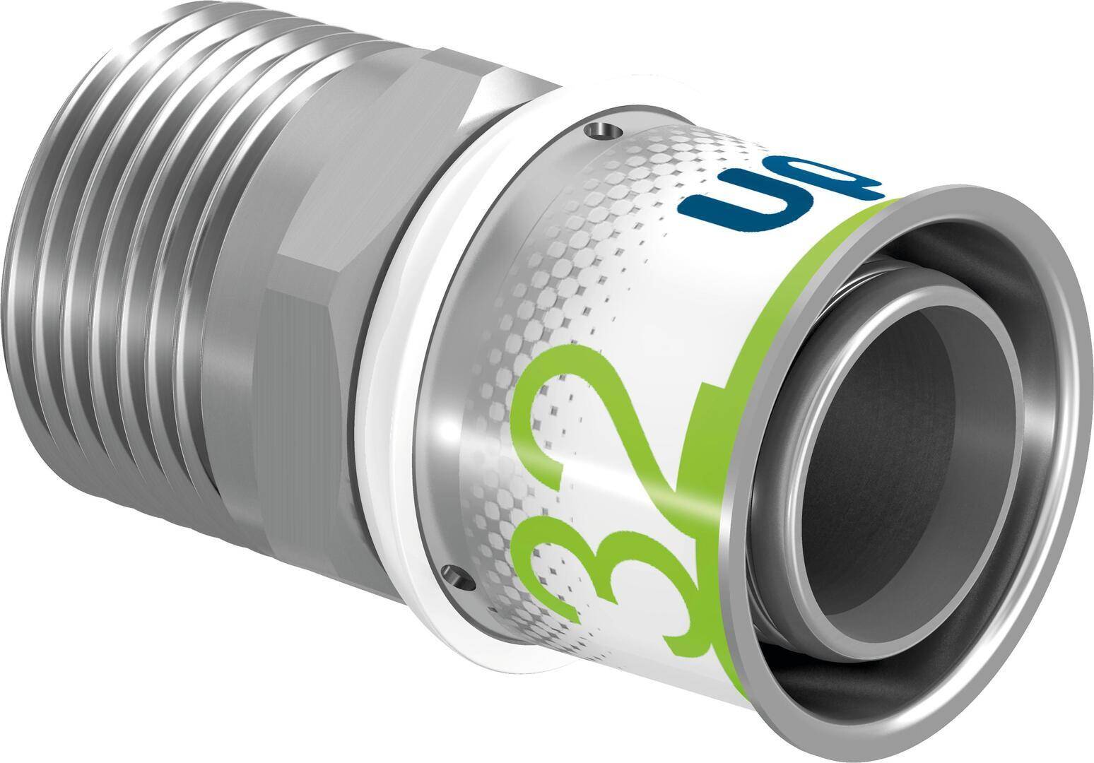 Uponor Übergangsnippel S-Press PLUS aus Messing, verzinnt 32mmx1 1/4 AG