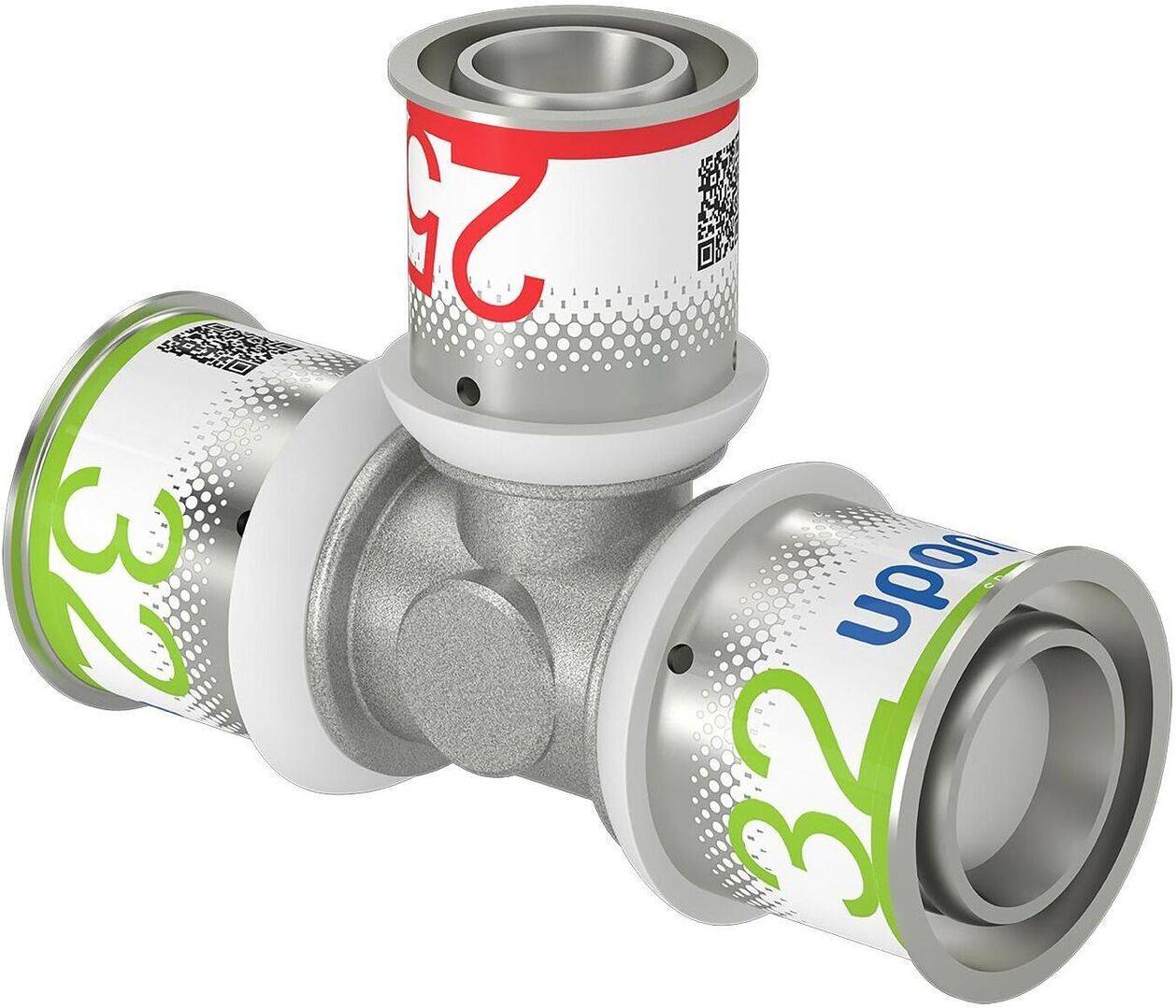 Uponor T-Stück S-Press PLUS reduziert aus Messing, verzinnt 32x25x32mm