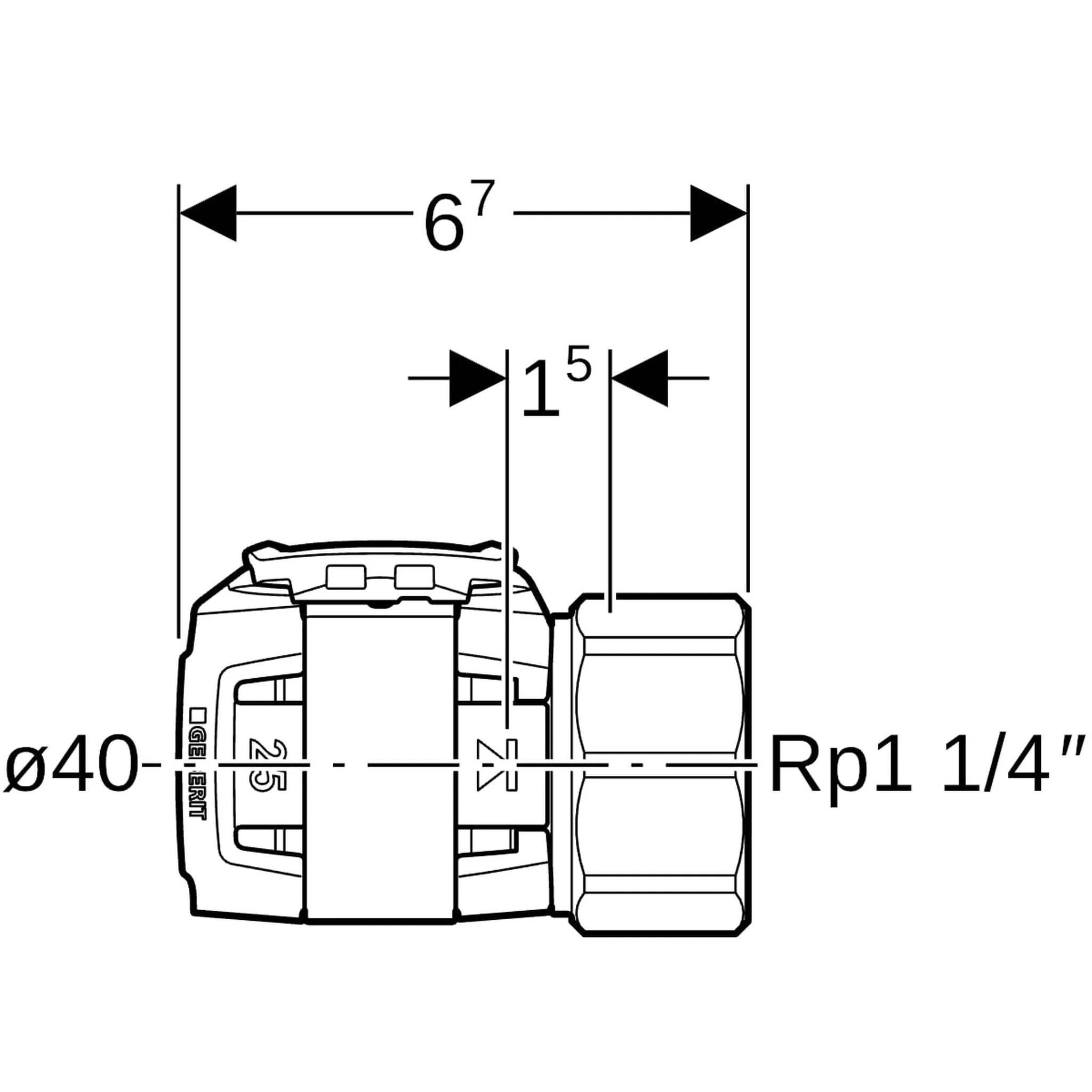 Geberit Übergang FlowFit mit IG DN32 40mm, Rp 1 1/4