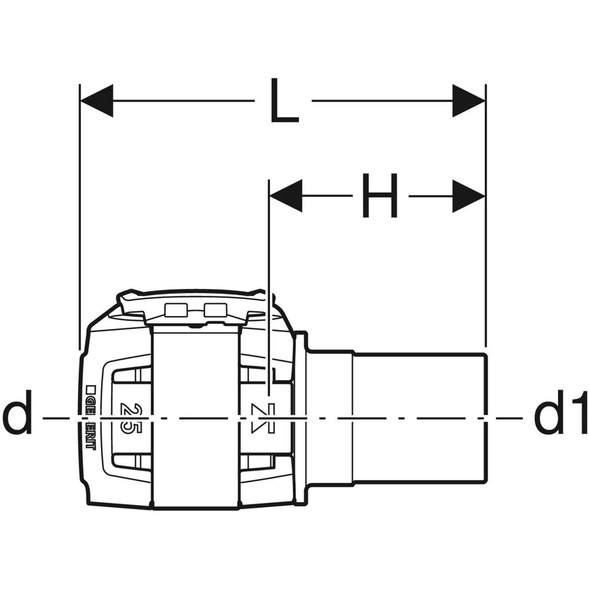 Geberit GE FlowFit, Übergang, Mapress RG+, mit Einschubende, d20 x 15mm, 1 Stk.