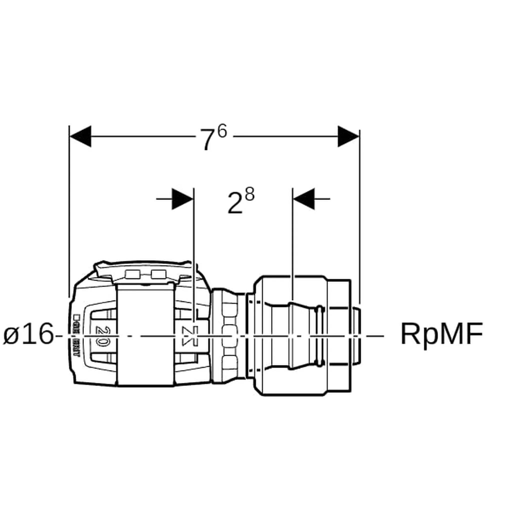 Geberit GE FlowFit, Übergang mit Masterfix PPSU, d16mm, RpMF1/2, 1 Stk.