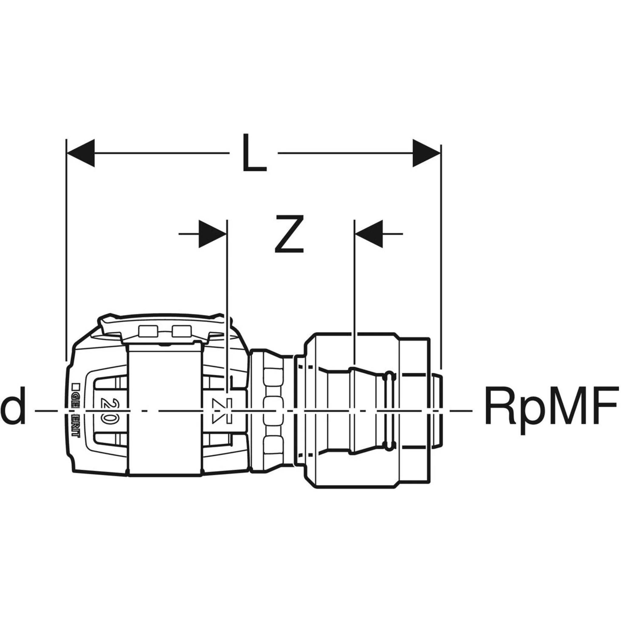 Geberit GE FlowFit, Übergang mit Masterfix PPSU, d16mm, RpMF1/2, 1 Stk.