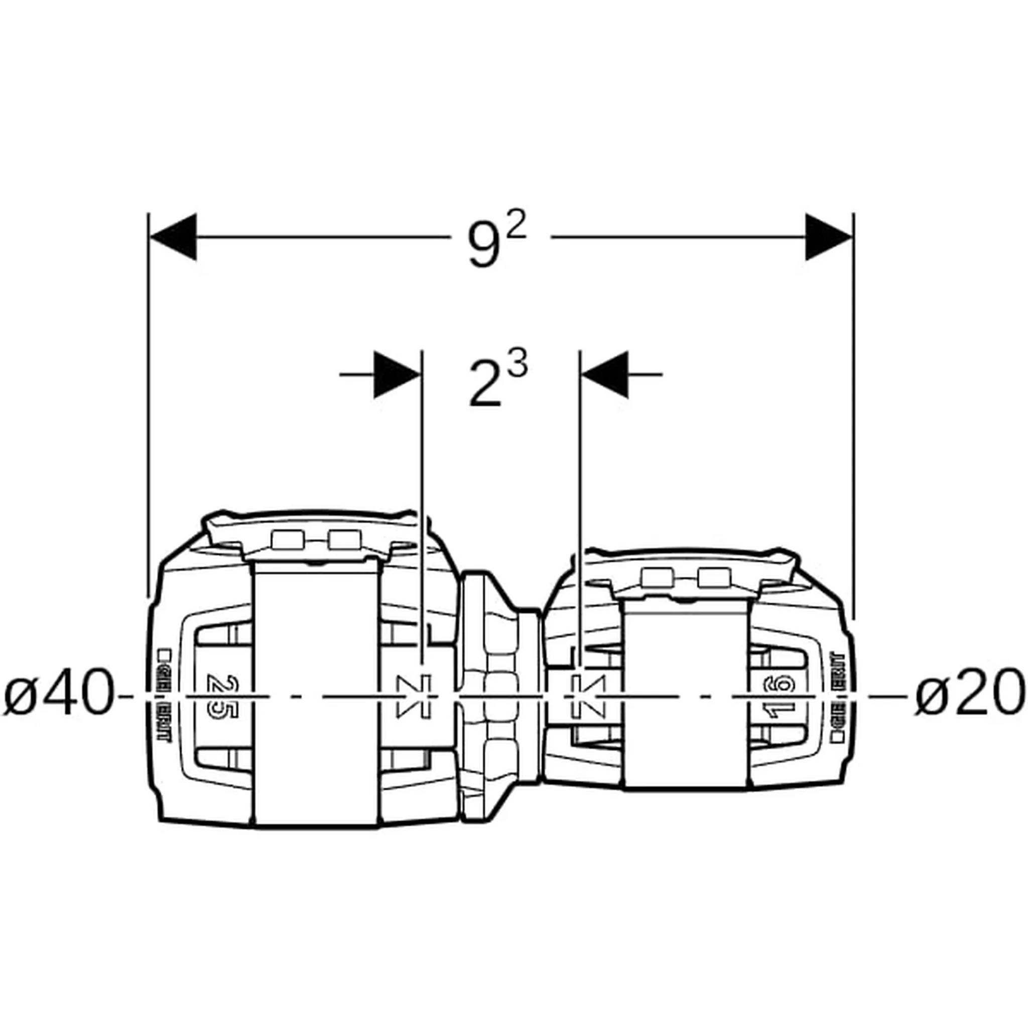 Geberit GE FlowFit, Reduktion, PPSU, d40 x 20 mm, 1 Stk.