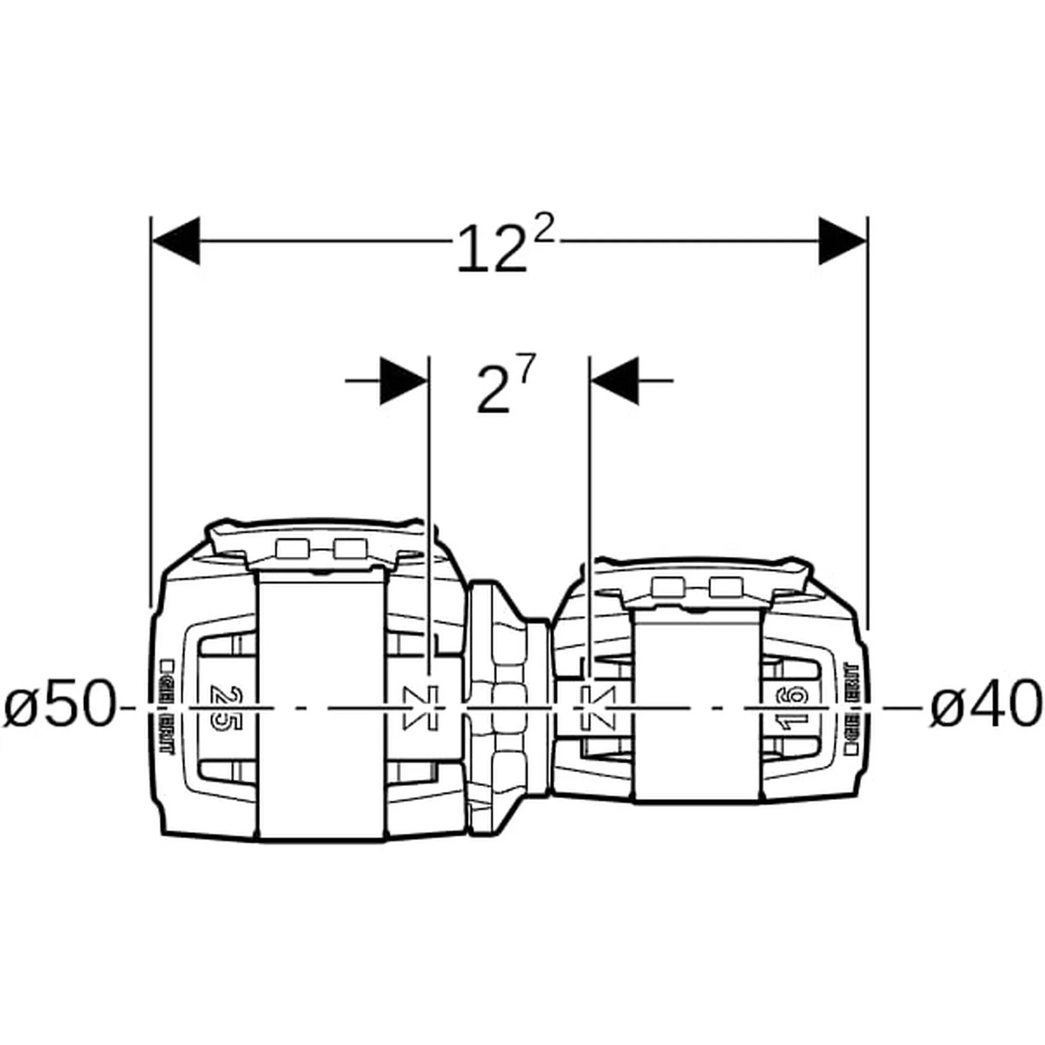 Geberit GE FlowFit, Reduktion, PPSU, d50 x 40mm, 1 Stk.