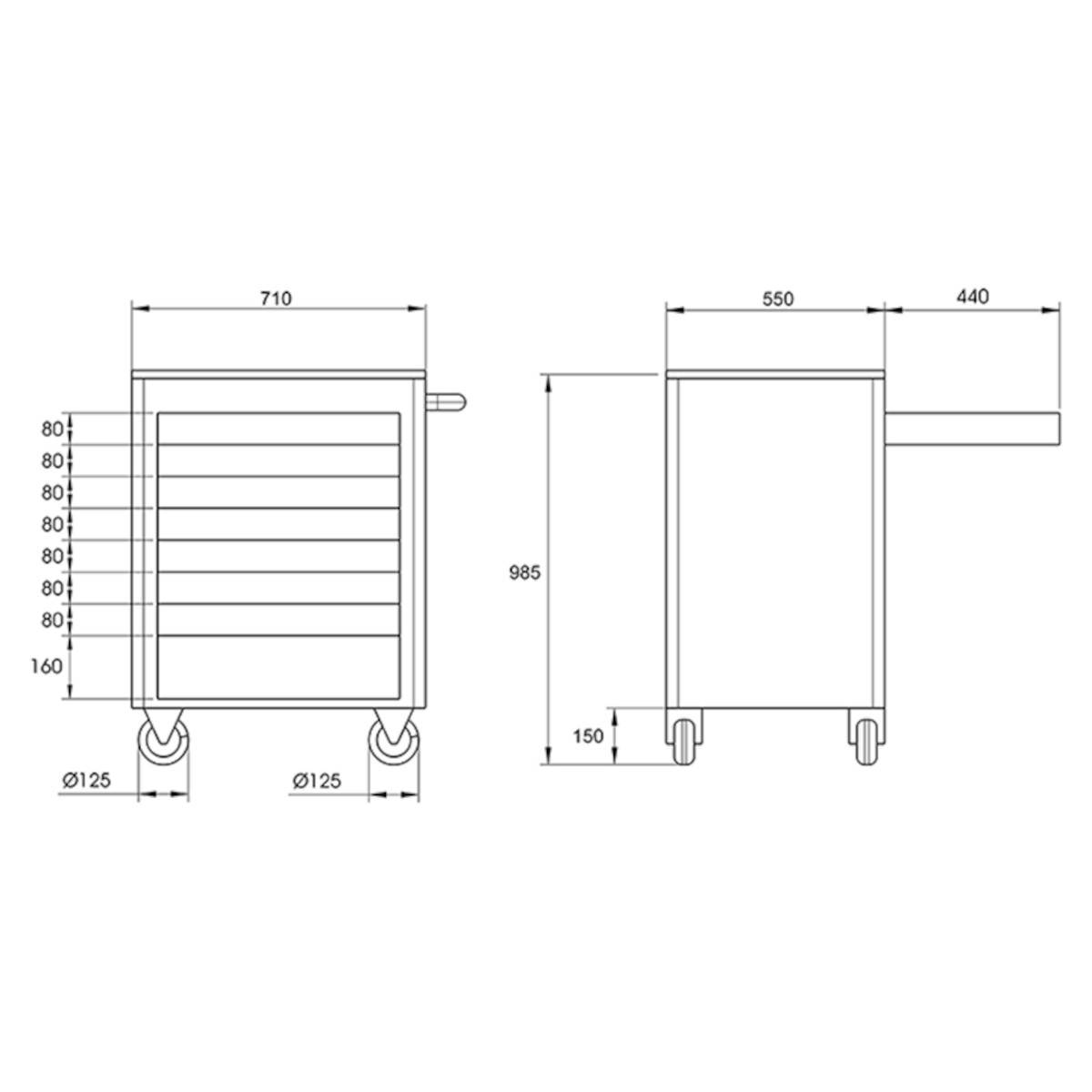 Elora Werkzeugwagen Super Caddy 8 Schubläden