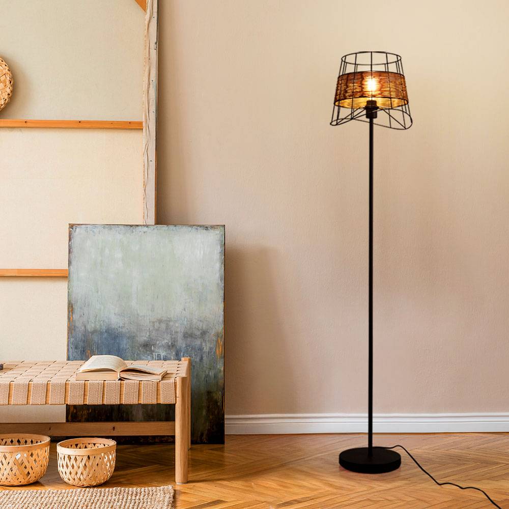 Stehlampe Stehleuchte Standleuchte Beistelllampe, App- und Sprachsteuerung dimmbar CCT Timer Farbwechsler, Boho Rattanoptik beige, LED 15W 1300Lm