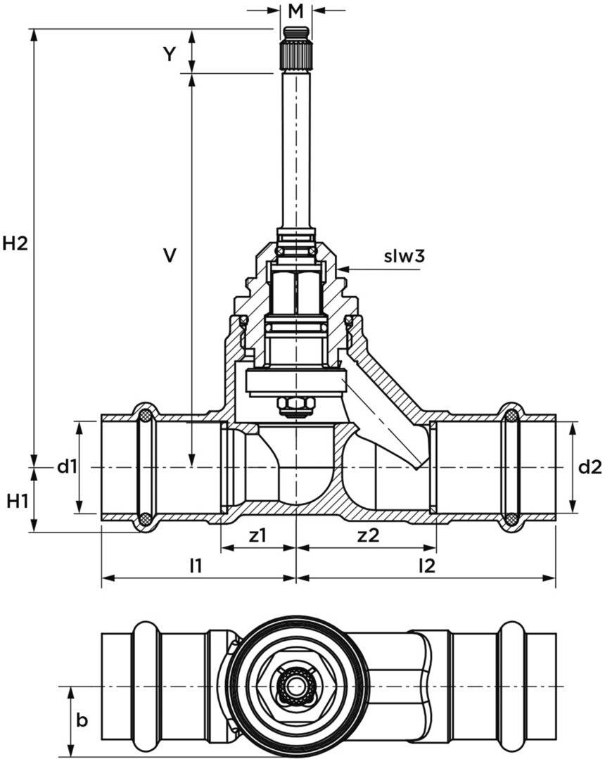 SEPP UP-Ventil aus Pressmessing Grundbauset, DN 20, Nr.2701.01