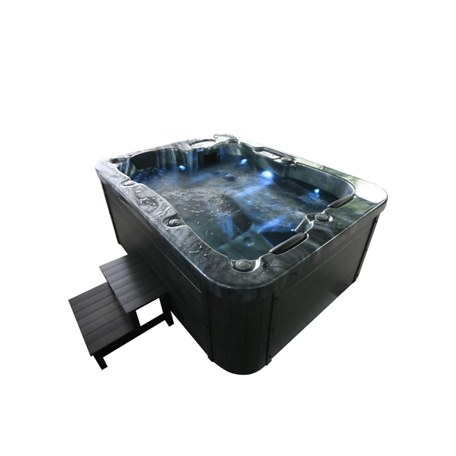 OUTDOOR WHIRLPOOL BLACK MARBLE - Ausstattung: Mit Treppe, Farbe: Schwarz