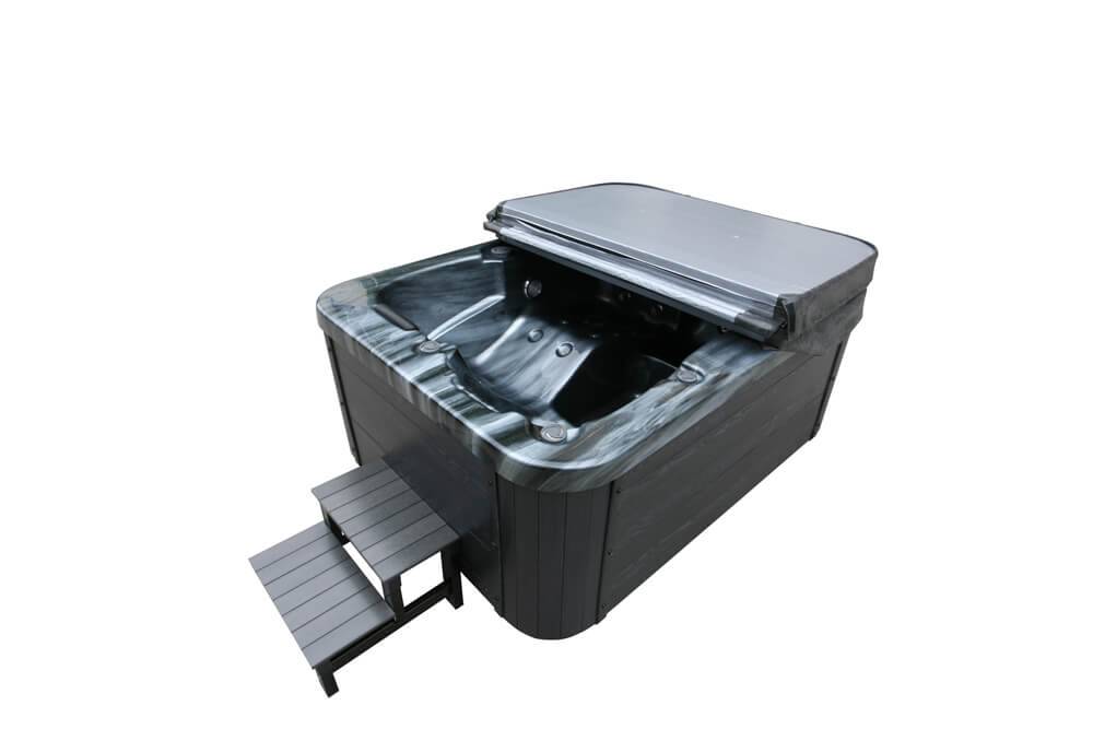 OUTDOOR WHIRLPOOL BLACK MARBLE - Ausstattung: Mit Treppe, Farbe: Schwarz