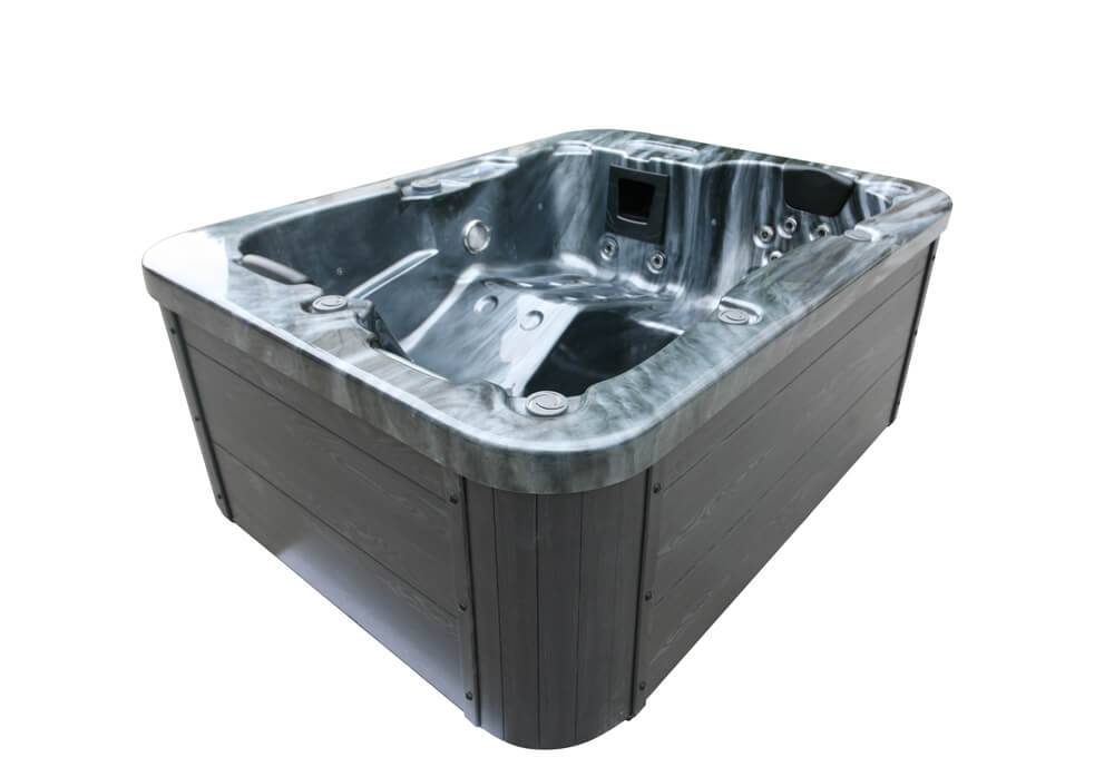 OUTDOOR WHIRLPOOL BLACK MARBLE - Ausstattung: Mit Treppe, Farbe: Schwarz