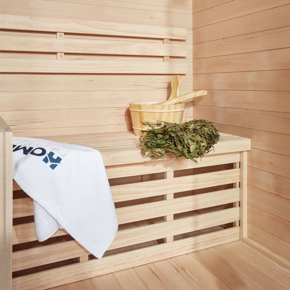 SAUNA SKYLINE L - Ausstattung: Mit Holzwand, Größe: 150 x 120 x 190 cm