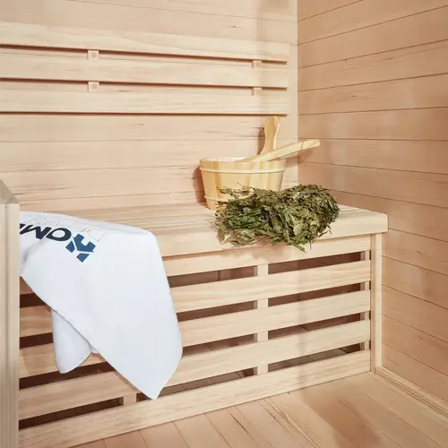 SAUNA SKYLINE L - Ausstattung: Mit Holzwand, Größe: 150 x 120 x 190 cm SAUNA SKYLINE L - Ausstattung: Mit Holzwand, Größe: 150 x 120 x 190 cm