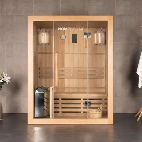 SAUNA SKYLINE L - Ausstattung: Mit Holzwand, Größe: 150 x 120 x 190 cm SAUNA SKYLINE L - Ausstattung: Mit Holzwand, Größe: 150 x 120 x 190 cm
