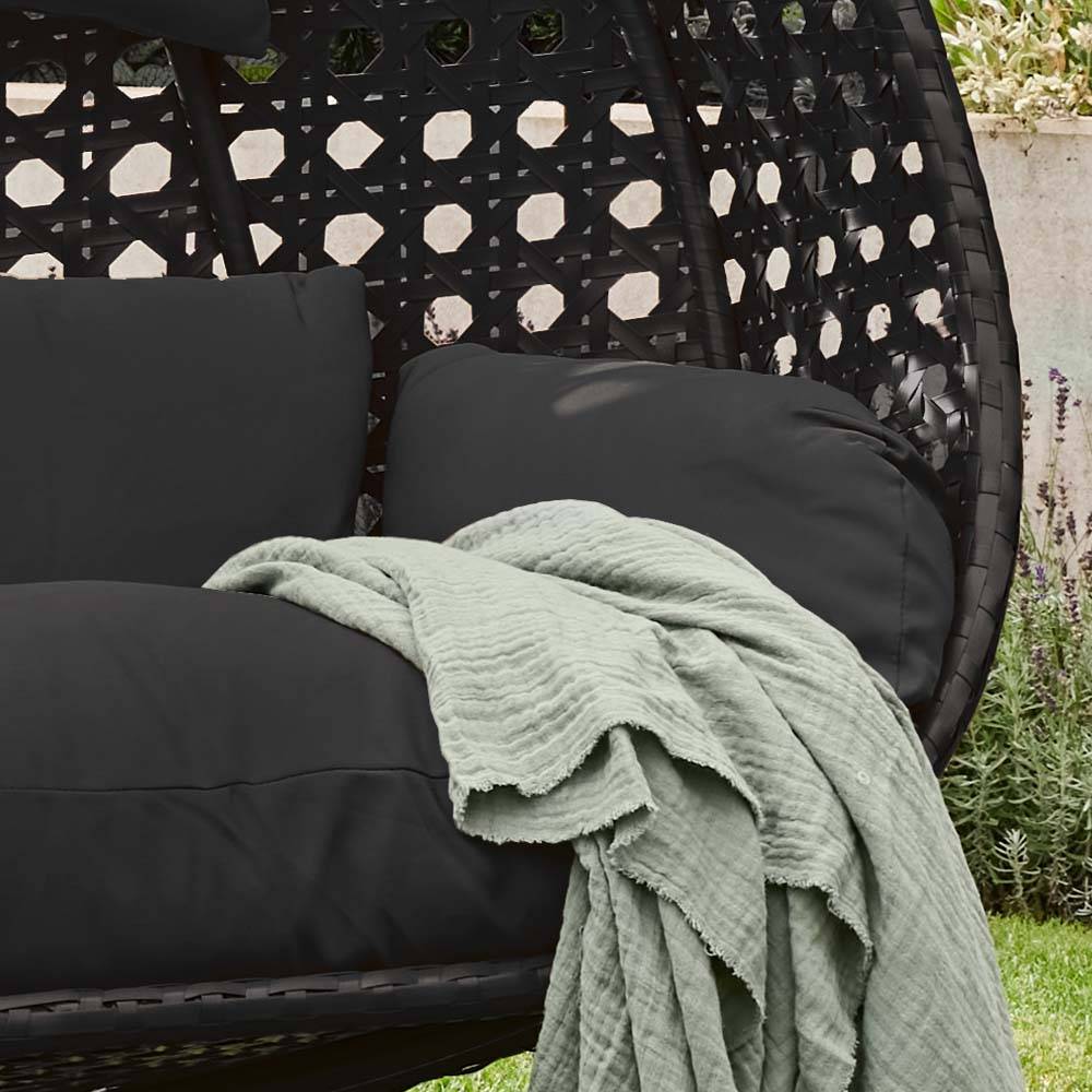 POLYRATTAN HÄNGESESSEL TWIN - Farbe: Schwarz, Ausstattung: Pure