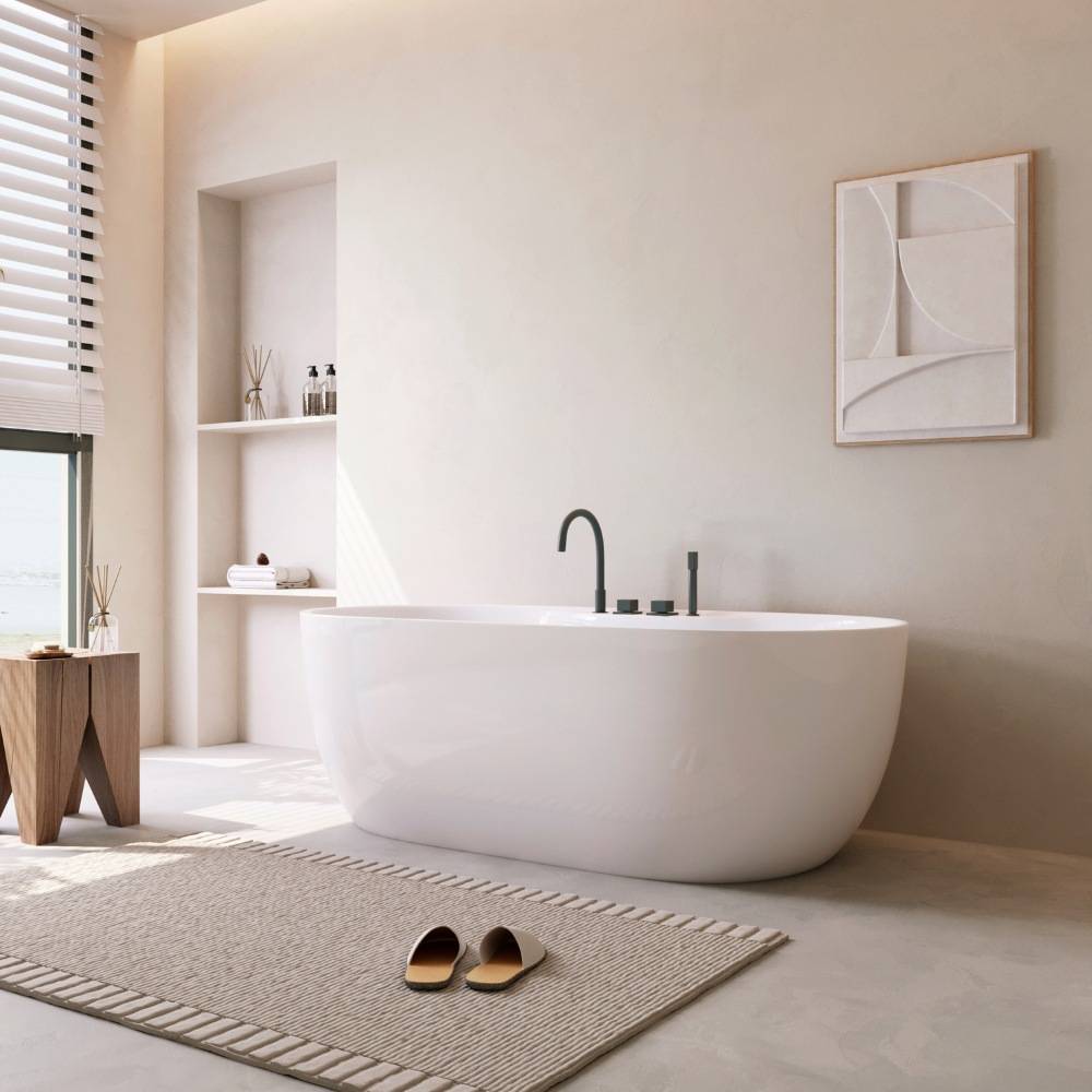 FREISTEHENDE BADEWANNE LENI - Farbe Armatur: Schwarz