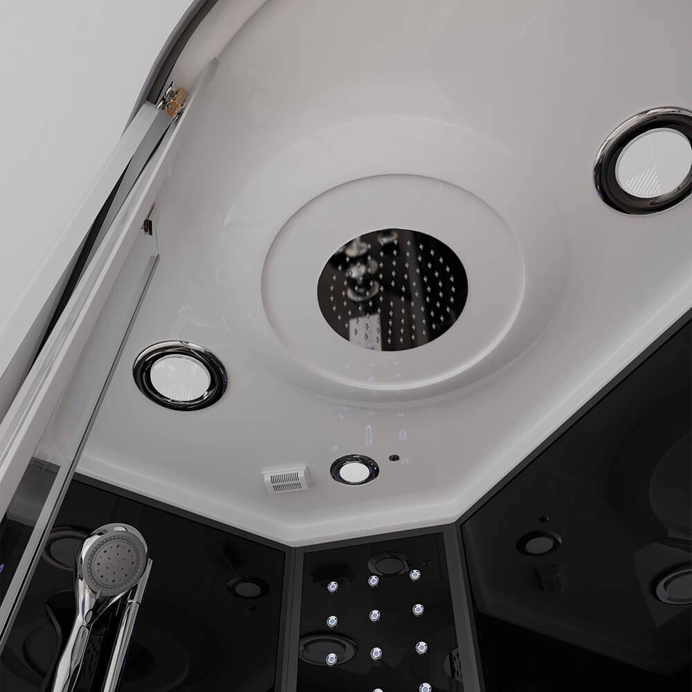 DAMPFDUSCHE BLACK PEARL - Farbe: Schwarz, Größe: 120 x 80 cm Rechts