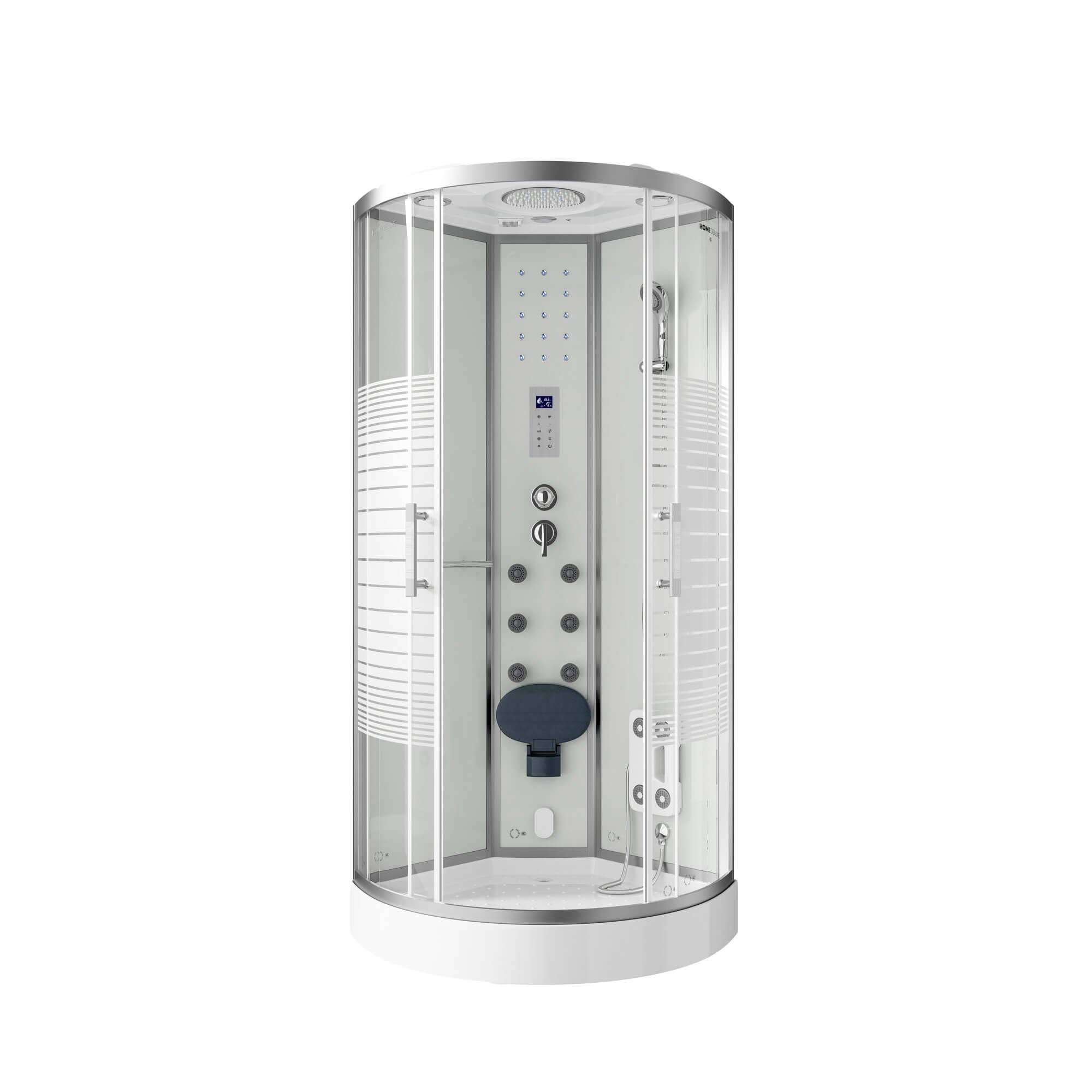 DAMPFDUSCHE WHITE PEARL - Farbe: Weiß, Größe: 90 x 90 cm