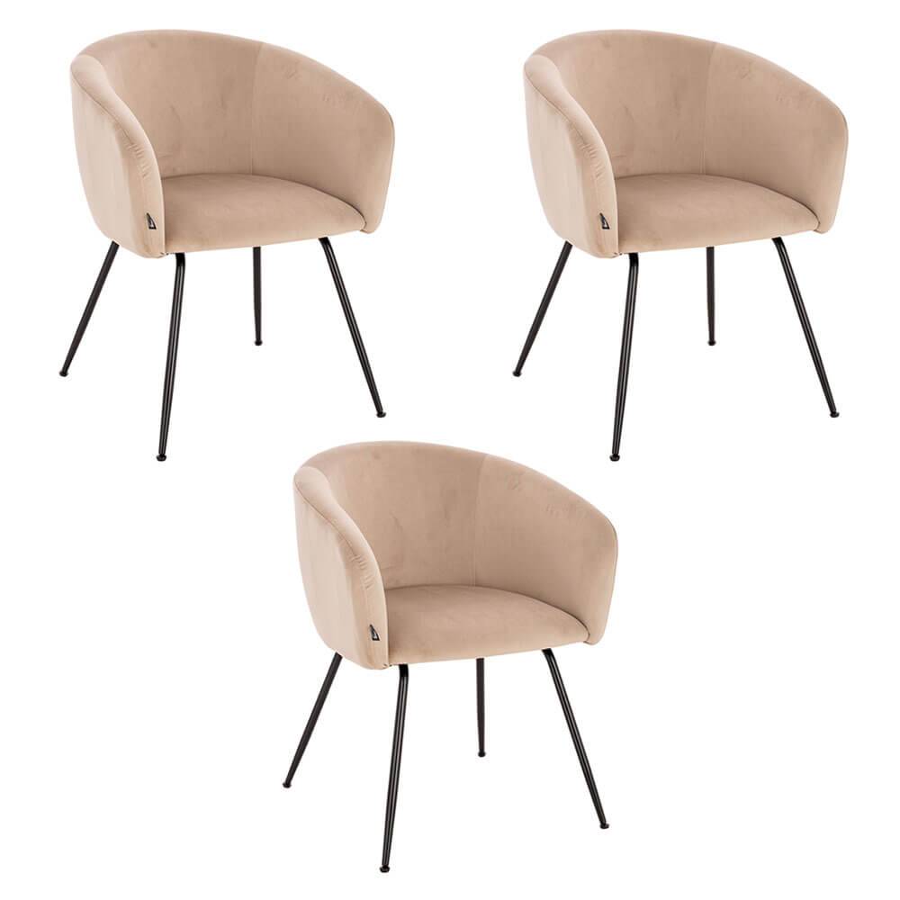 ESSZIMMERSTUHL ARIA - Menge: 3, Farbe: Samt Beige