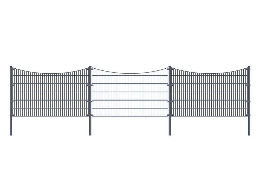 DOPPELSTABMATTENZAUN MORATA - Farbe / Höhe / Länge: Farbe: Anthrazit / Höhe: 120 cm / Länge: 10 m, Anzahl Eckpfosten: 2x Eckpfosten