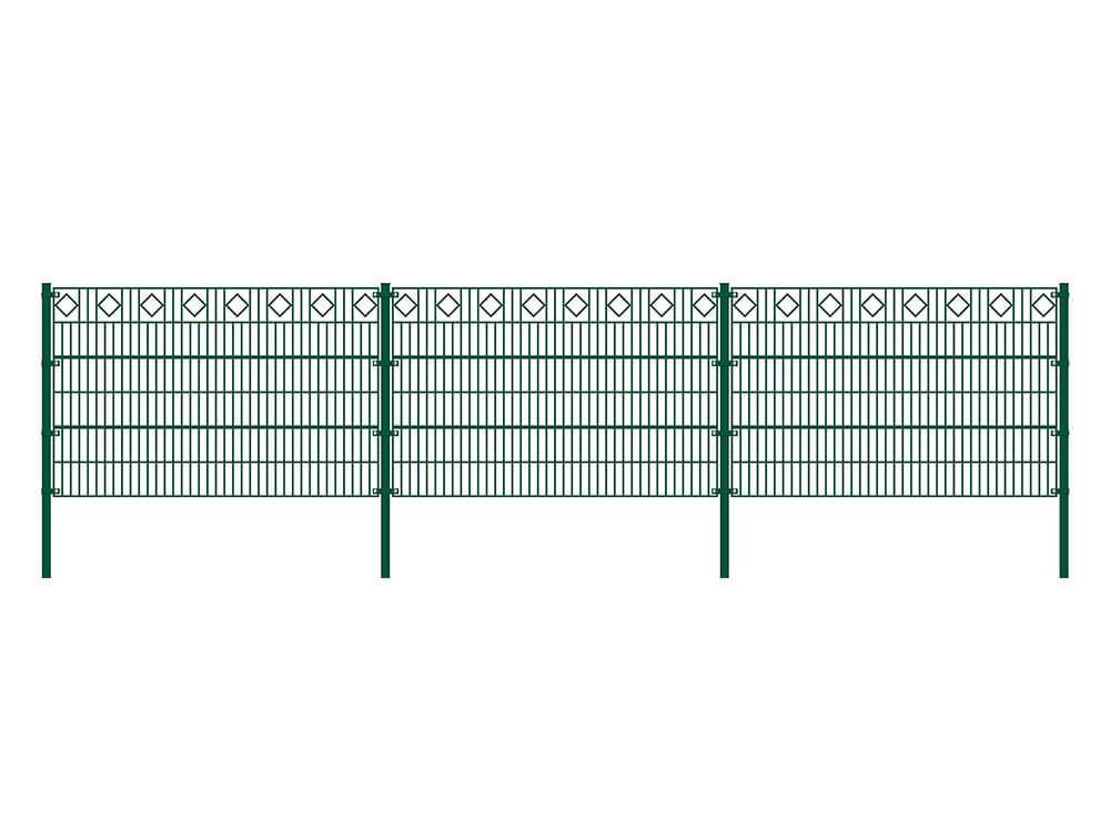 DOPPELSTABMATTENZAUN MORATA - Farbe / Höhe / Länge: Farbe: Moosgrün / Höhe: 200 cm / Länge: 20 m, Anzahl Eckpfosten: 2x Eckpfosten