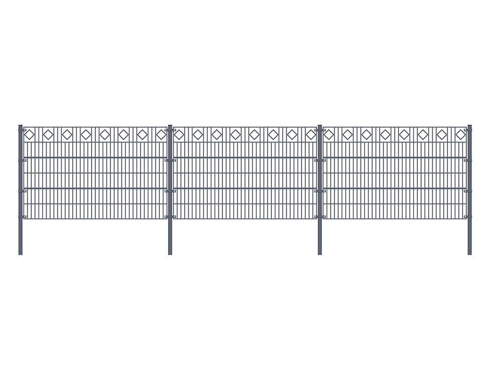 DOPPELSTABMATTENZAUN MORATA - Farbe / Höhe / Länge: Farbe: Anthrazit / Höhe: 240 cm / Länge: 40 m, Anzahl Eckpfosten: 4x Eckpfosten