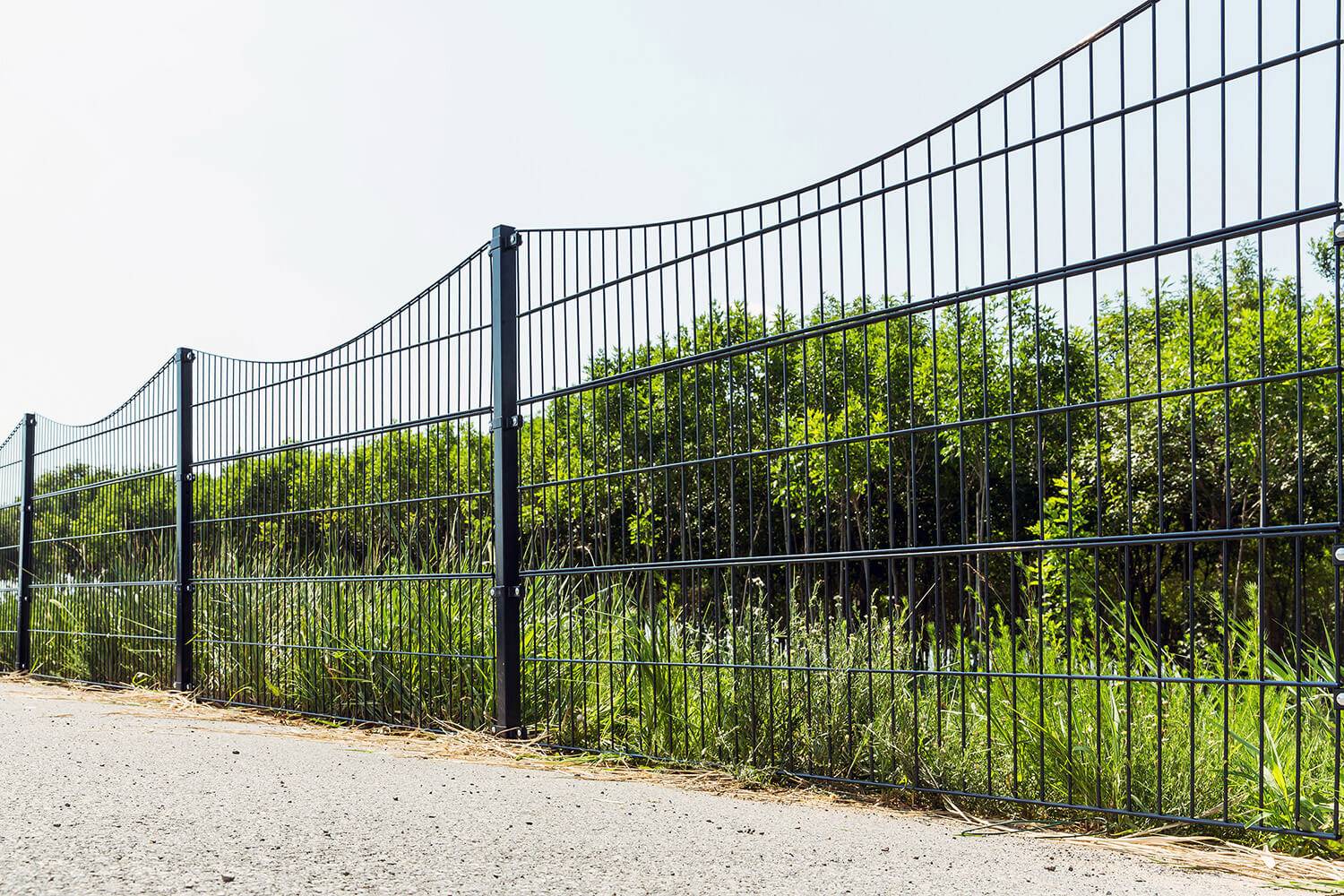 DOPPELSTABMATTENZAUN MORATA - Farbe / Höhe / Länge: Farbe: Anthrazit / Höhe: 200 cm / Länge: 10 m, Anzahl Eckpfosten: ohne Eckpfosten