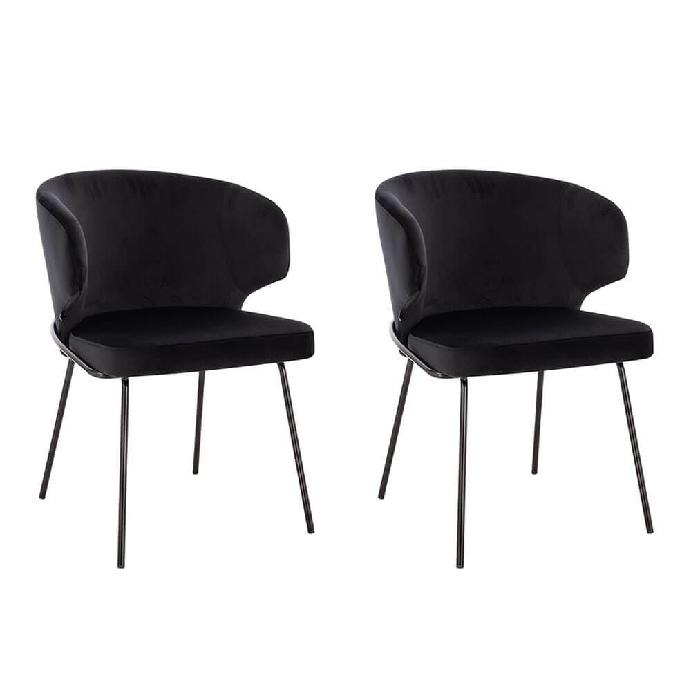 ESSZIMMERSTUHL AMARA - Menge: 2, Farbe: Samt Schwarz