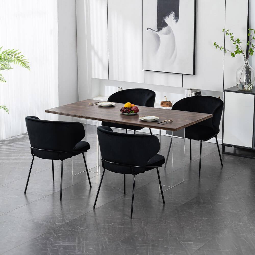 ESSZIMMERSTUHL AMARA - Menge: 2, Farbe: Samt Schwarz