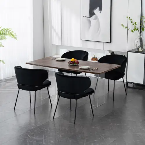 ESSZIMMERSTUHL AMARA - Menge: 4, Farbe: Samt Schwarz ESSZIMMERSTUHL AMARA - Menge: 4, Farbe: Samt Schwarz