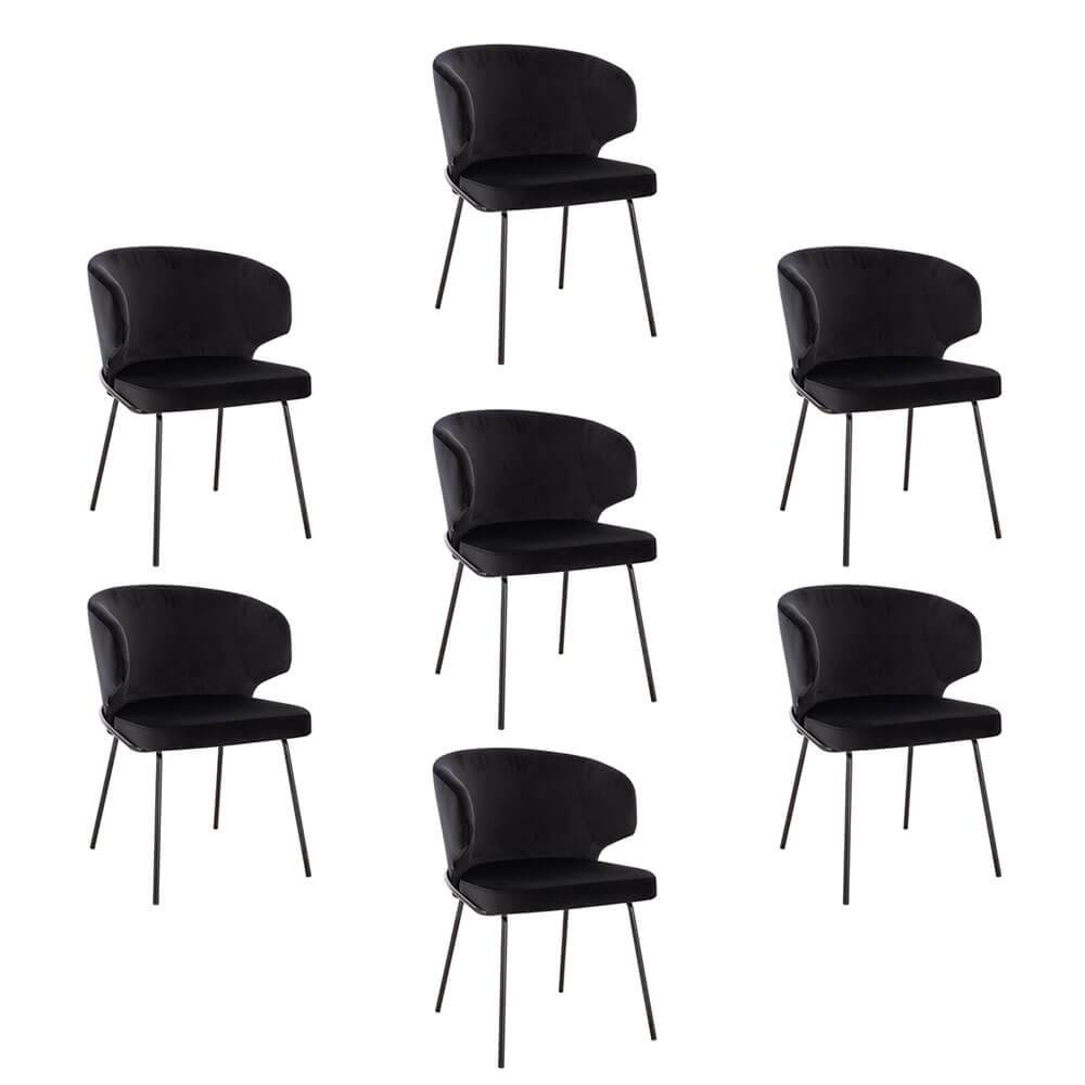 ESSZIMMERSTUHL AMARA - Menge: 7, Farbe: Samt Schwarz