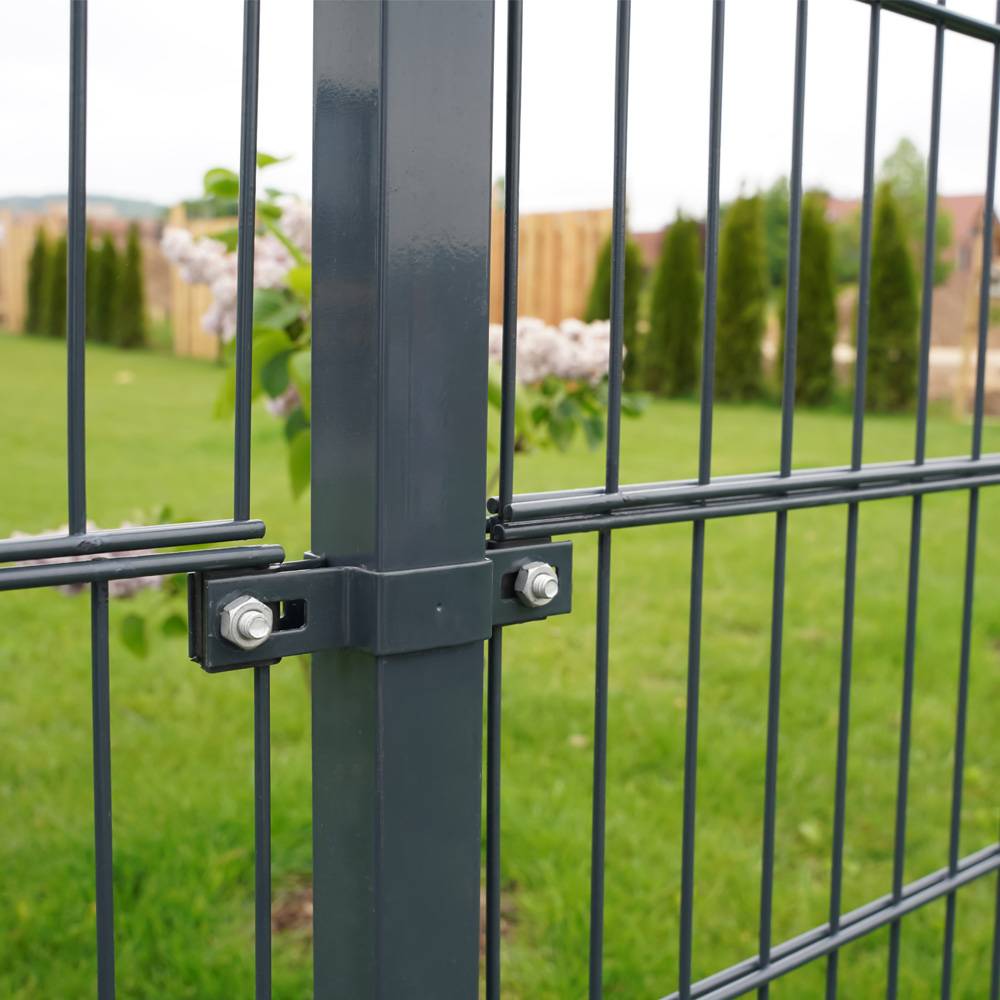 DOPPELSTABMATTENZAUN MORATA - Farbe / Höhe / Länge: Farbe: Anthrazit / Höhe: 120 cm / Länge: 10 m, Anzahl Eckpfosten: 1x Eckpfosten