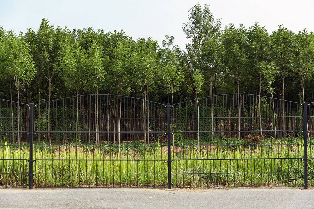 DOPPELSTABMATTENZAUN MORATA - Farbe / Höhe / Länge: Farbe: Moosgrün / Höhe: 240 cm / Länge: 26 m, Anzahl Eckpfosten: 3x Eckpfosten