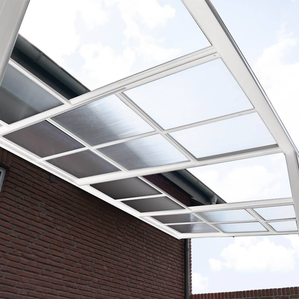 TERRASSENÜBERDACHUNG SOLIS DELUXE - Farbe: Weiß, Größe: 290 x 295 x 233 / 272 cm