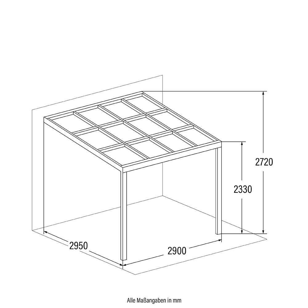 TERRASSENÜBERDACHUNG SOLIS DELUXE - Farbe: Weiß, Größe: 290 x 295 x 233 / 272 cm
