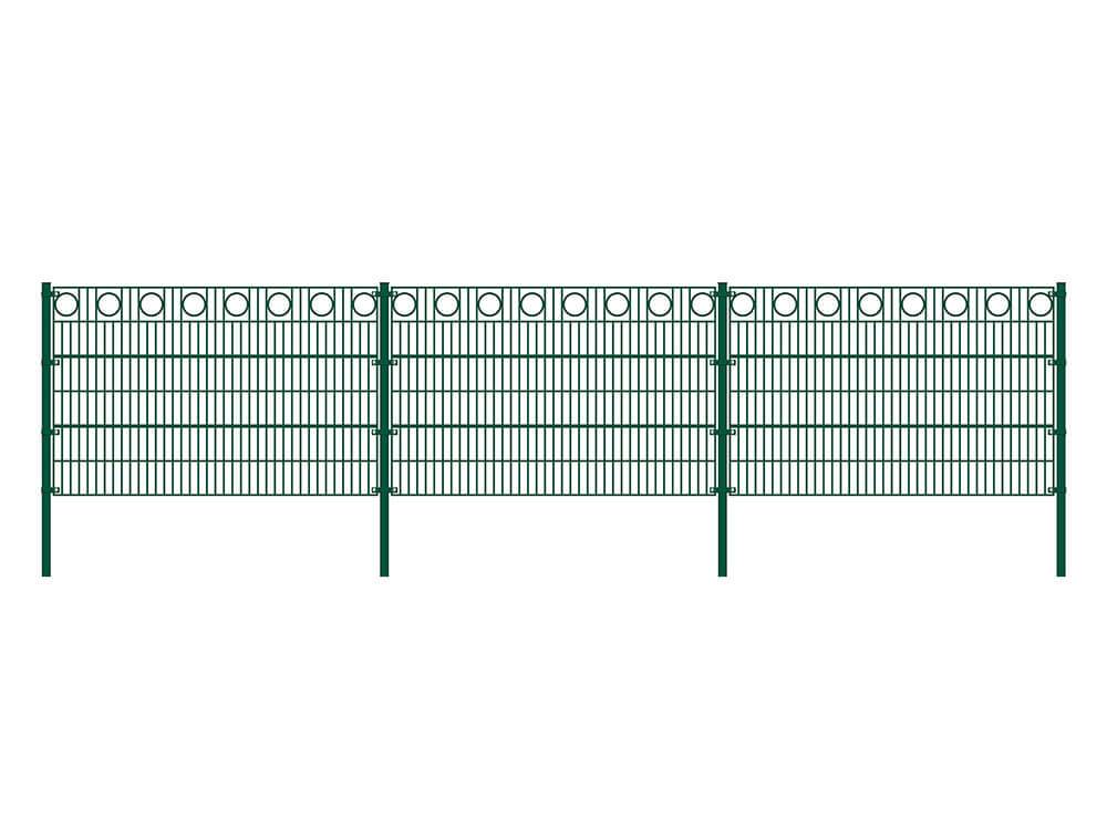 DOPPELSTABMATTENZAUN MORATA - Farbe / Höhe / Länge: Farbe: Moosgrün / Höhe: 120 cm / Länge: 16 m, Anzahl Eckpfosten: 4x Eckpfosten