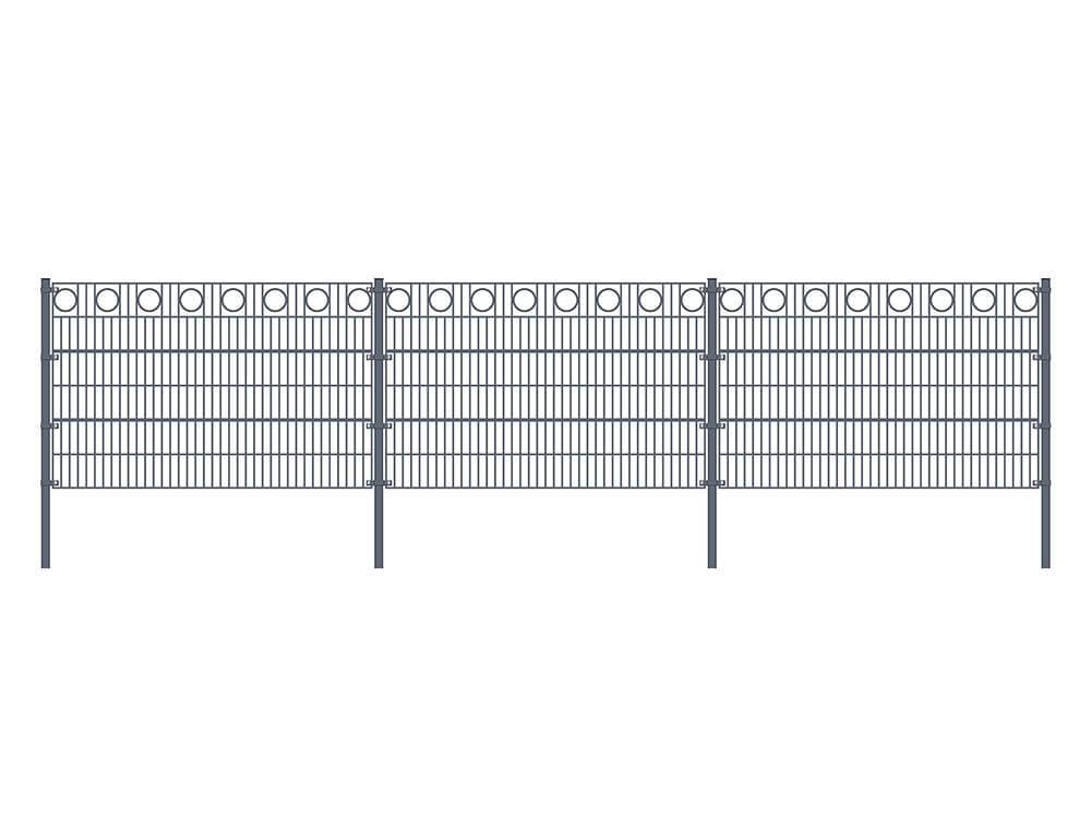 DOPPELSTABMATTENZAUN MORATA - Farbe / Höhe / Länge: Farbe: Anthrazit / Höhe: 200 cm / Länge: 20 m, Anzahl Eckpfosten: 4x Eckpfosten