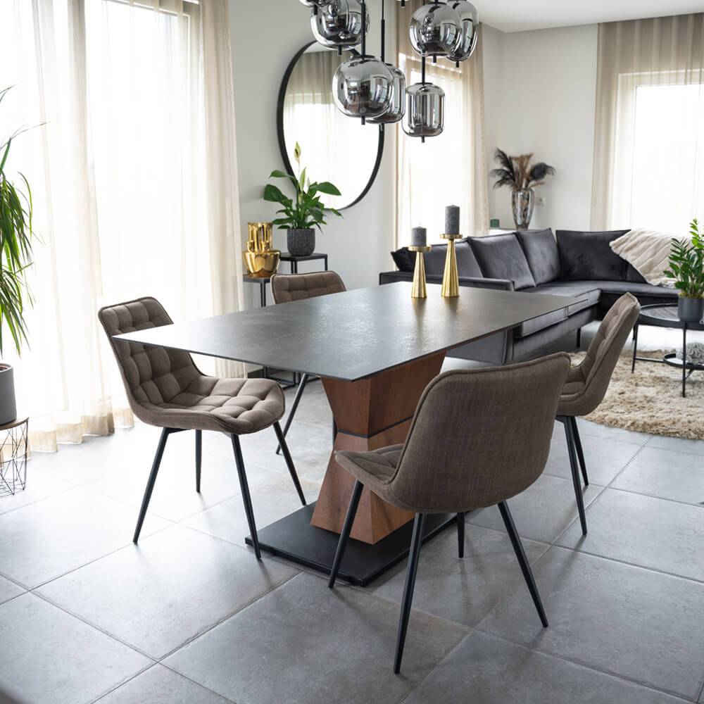 POLSTERSTUHL IKALO - Farbe: Grau/Braun, Menge: 6