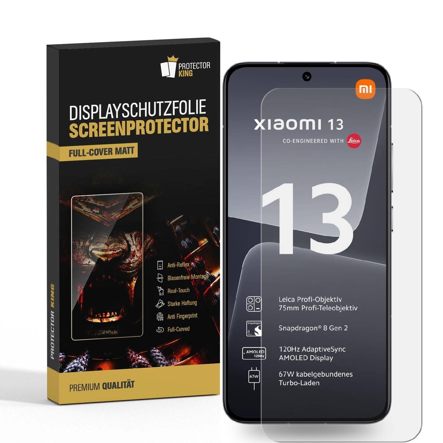 2x FULL COVER Displayschutzfolie für Xiaomi 13 PREMIUM MATT ENTSPIEGELT Displayschutz Schutzfolie Folie