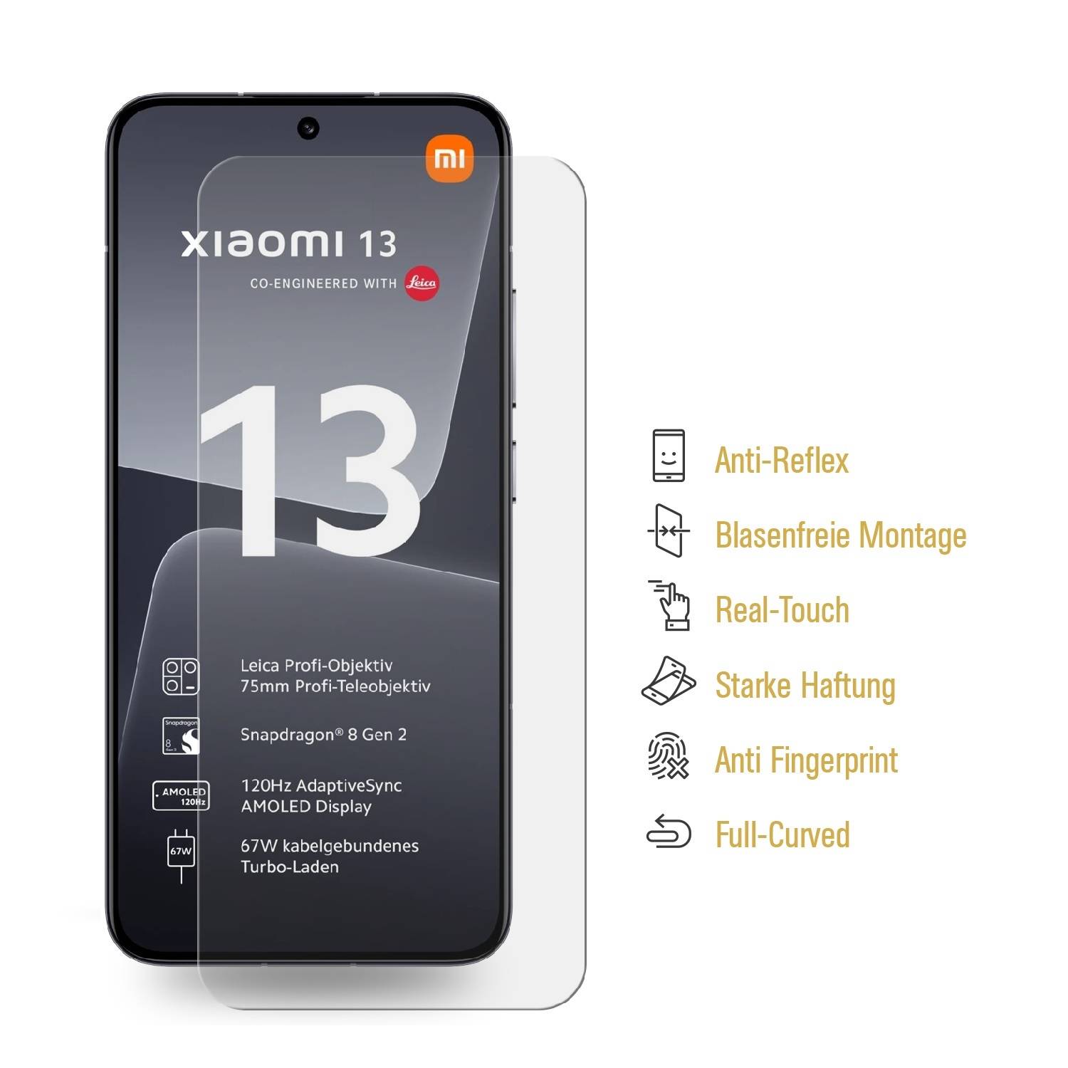 3x FULL COVER Displayschutzfolie für Xiaomi 13 PREMIUM MATT ENTSPIEGELT Displayschutz Schutzfolie Folie