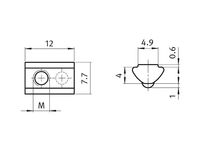 Nutenstein M3 mit Steg I-Typ Nut 5