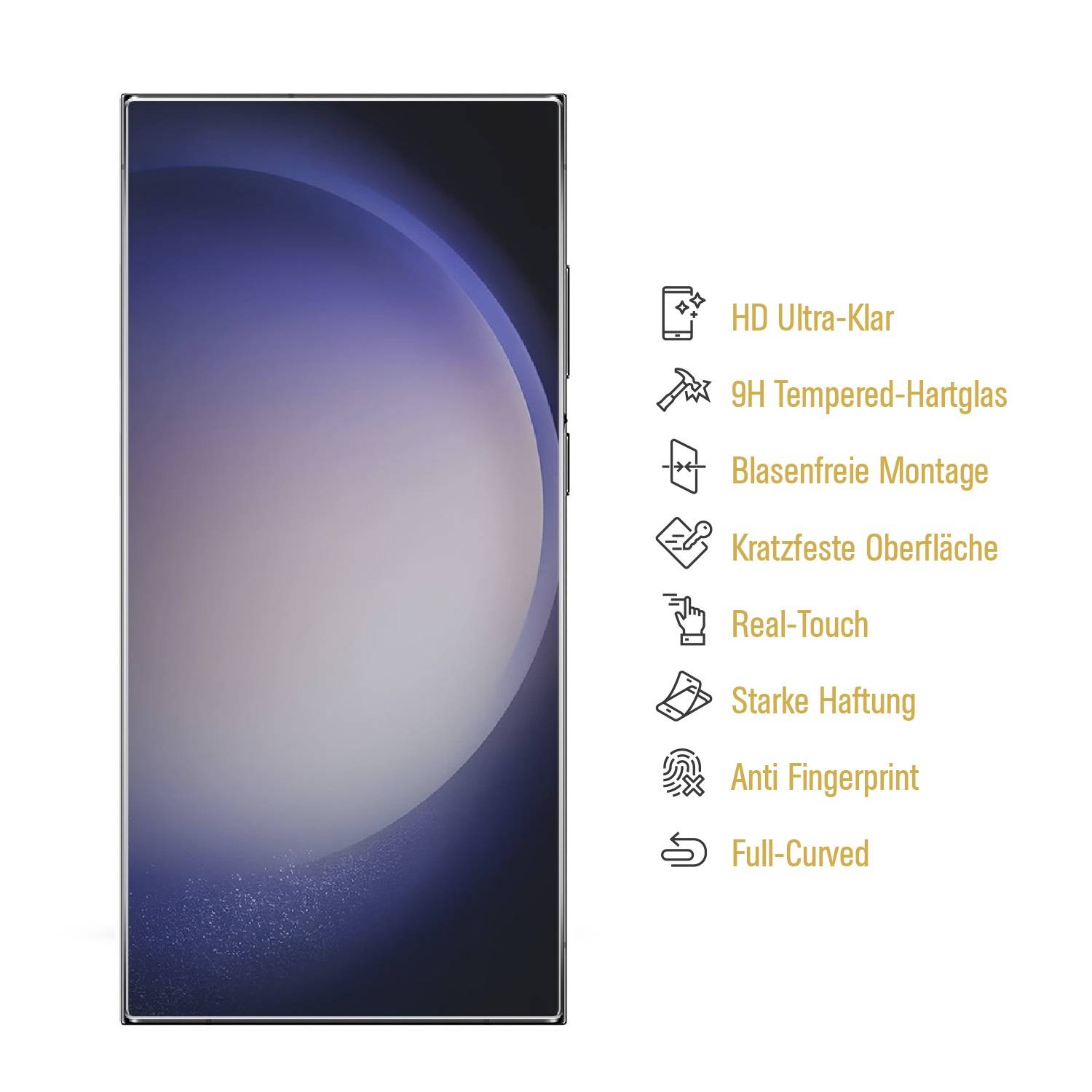 3x 9H Panzerglas für Samsung Galaxy S24 Ultra 3D klar Displayschutz Schutzglas Schutzfolie Tempered Hartglas Screen-Protector