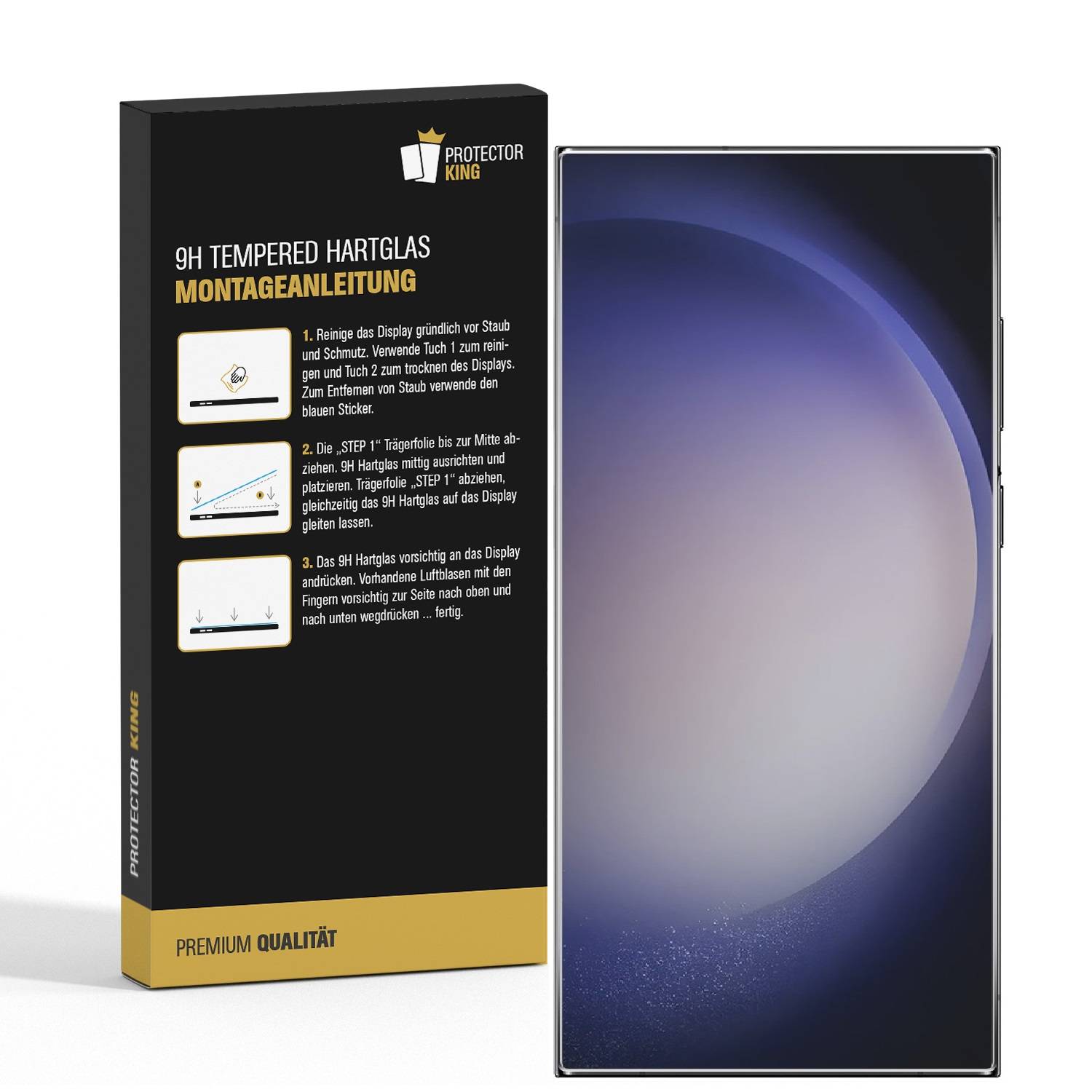 4x 3D A++9H Panzerhartglas für Samsung Galaxy S24 Ultra FULL COVER 3D KLAR Displayschutz Schutzglas Schuzfolie ECHTES TEMPERED Panzerglas