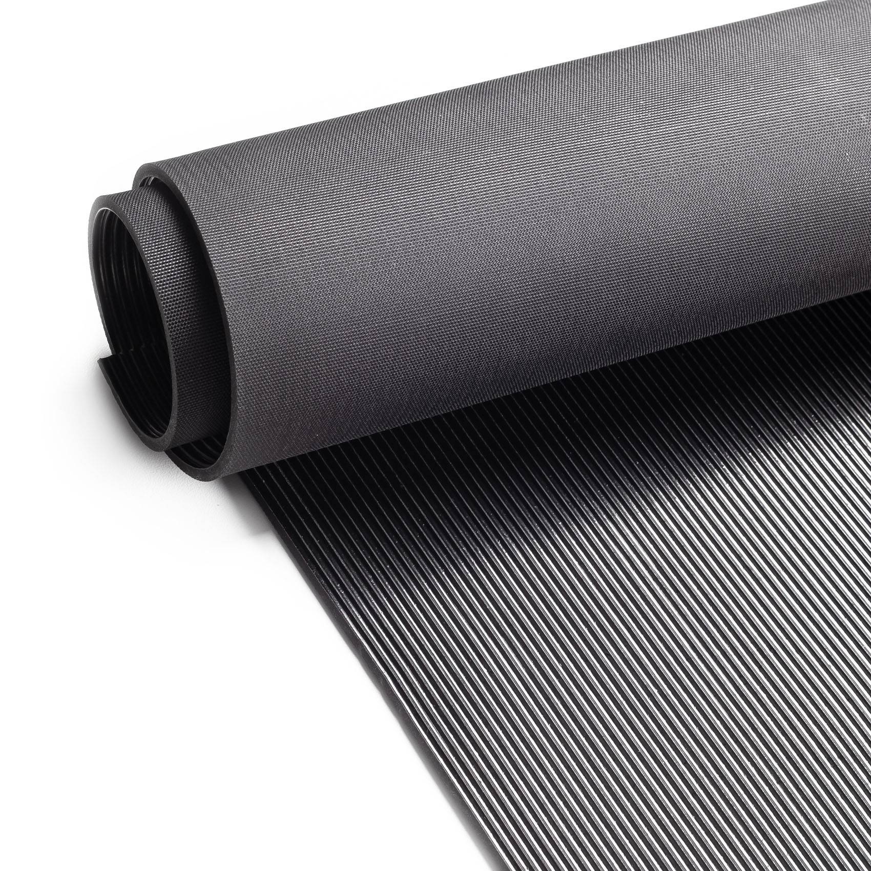Gummi Antirutsch Bodenmatte SBR Schutzmatte Bodenbelag Fein Riefen -Rillen -Rippen Schwarz 3mm Stark 100 cm Breite 400 cm Länge