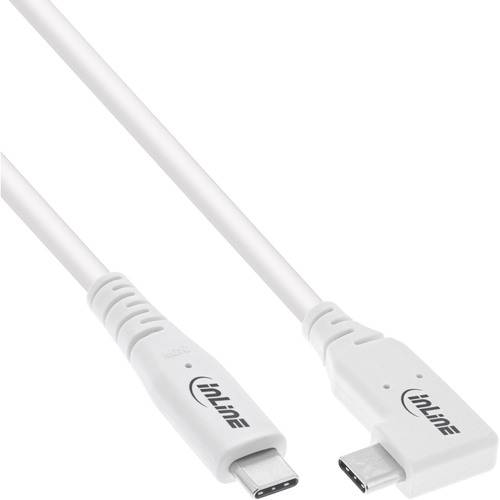 InLine® USB4 Kabel, USB-C, einseitig gewinkelt, PD 240W, 8K60Hz, TPE, weiß, 0,5m Kabel USB & USB &