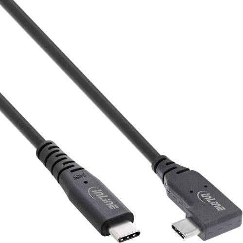 InLine® USB4 Kabel, USB-C, einseitig gewinkelt, PD 240W 8K60Hz, TPE schwarz, 2m Kabel USB & USB 3.2